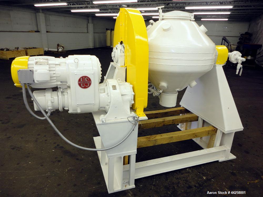 Used Patterson Industries Conaform Double Cone Vacuum Dryer, Model 124, 8.7 Cubic Feet Working Capacity (12.4 Total), 304 Stainless Steel. 36" Diameter x 9" straight side x 17" cones. Internal rated ...