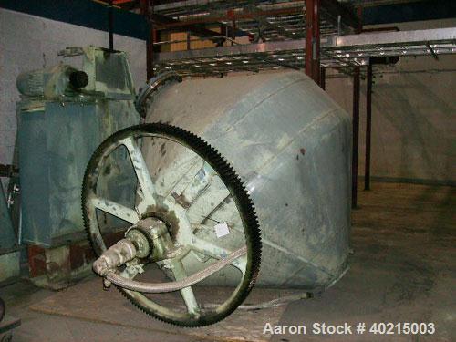 Used Patterson Double Cone Dryer, Model 1890. Size 132 cubic feet; 7'6" Conaform; design pressure 25 psig (jacket side); design temperature 300 deg F; motor 15 hp; 1800 rpm; 330/575 volt, 3 phase, 60...