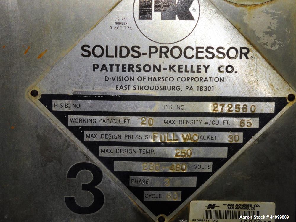 Used Stainless Steel Patterson Kelley Twin Shell Solids Processor