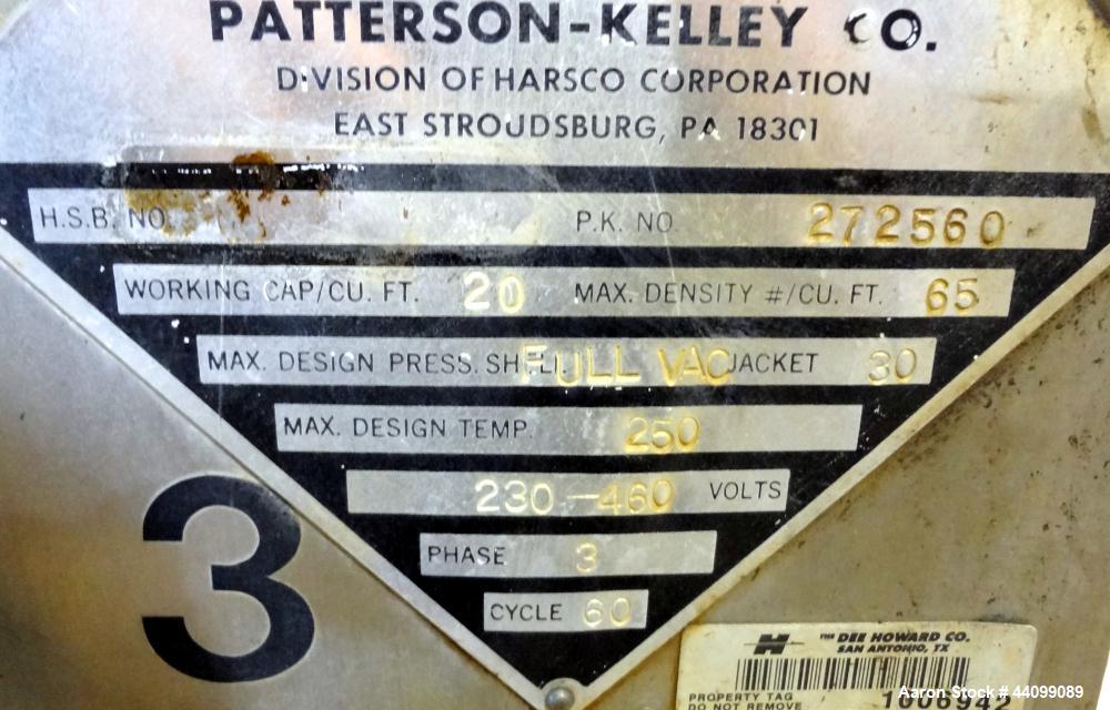 Used Stainless Steel Patterson Kelley Twin Shell Solids Processor