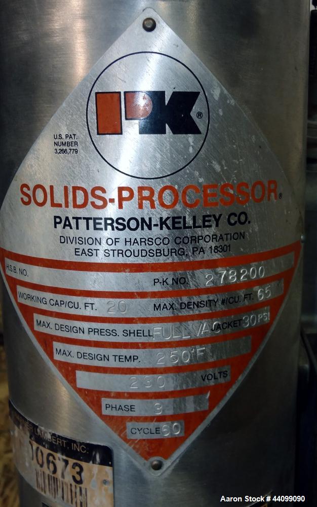 Used Stainless Steel Patterson Kelley Twin Shell Solids Processor