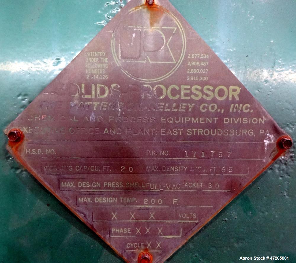 Used Patterson-Kelley Twin Shell Solids Processor