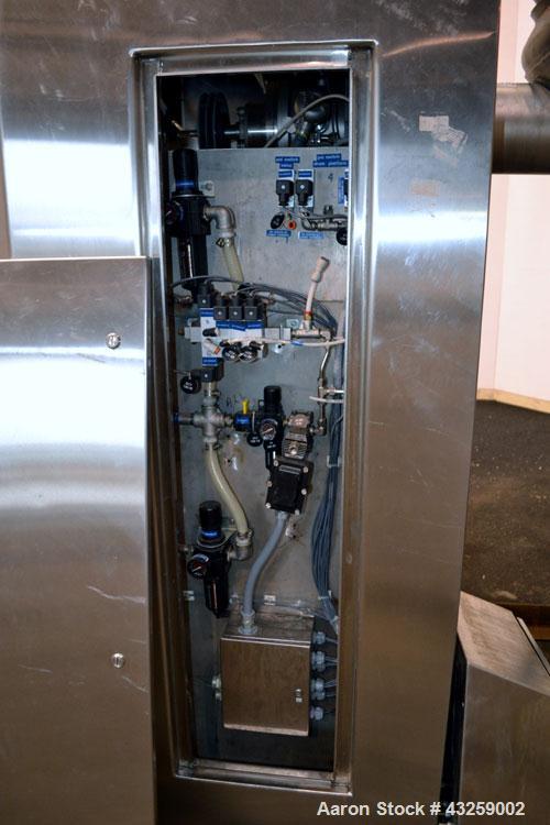 Used Patterson-Kelley Twin Shell Vacuum Tumble Dryer, 10 Cubic Feet, 316L Stainless Steel. Internal rated for full vacuum, 304 stainless steel jacket rated 30 psi at 250 degrees F. Maximum material d...