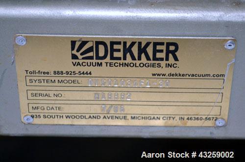 Used Patterson-Kelley Twin Shell Vacuum Tumble Dryer, 10 Cubic Feet, 316L Stainless Steel. Internal rated for full vacuum, 304 stainless steel jacket rated 30 psi at 250 degrees F. Maximum material d...