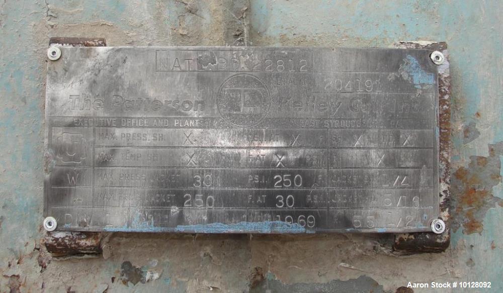 Used Patterson-Kelley 100 cu. ft. Twin-Shell Vacuum Dryer | 150 PSI / Full Vacuum | 10 HP Hazardous Duty | 304 SS | Serial #204190