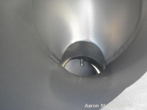 Used Patterson-Kelley 1 Cubic Foot Twin Shell Dry Blender, 304 Stainless Steel. (2) 11" Diameter top charge ports with quick release covers, approximately 16-1/2" deep. Carbon steel jacket rated 30 P...