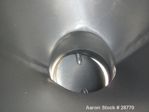 Used Patterson-Kelley 1 Cubic Foot Twin Shell Dry Blender, 304 Stainless Steel. (2) 11" Diameter top charge ports with quick release covers, approximately 16-1/2" deep. Carbon steel jacket rated 30 P...