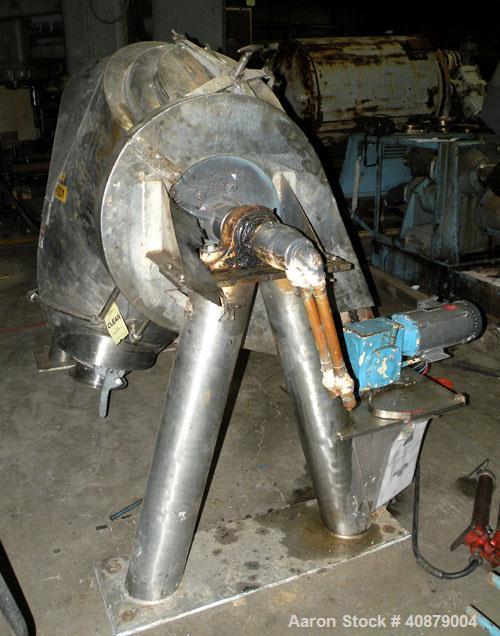 Used Patterson Kelley Twin Shell Vacuum Tumble Dryer, 10 cubic feet, 316 stainless steel. Internal not rated, 304 stainless steeljacket rated 30 psi at 250 deg F. Maximum material density 70 pounds p...