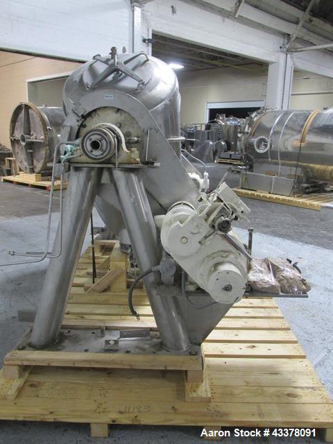 Used Patterson-Kelley Twin Shell Solids Processor, 20 Cubic Feet. Stainless steel construction, 65#/cu ft max density, rated full vacuum at 250 internal, jacketed for 30 psi at 250 f, apporximately 2...
