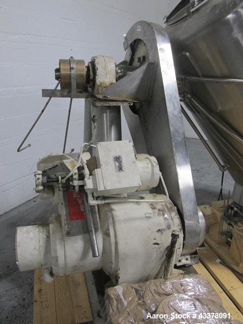 Used Patterson-Kelley Twin Shell Solids Processor, 20 Cubic Feet. Stainless steel construction, 65#/cu ft max density, rated full vacuum at 250 internal, jacketed for 30 psi at 250 f, apporximately 2...