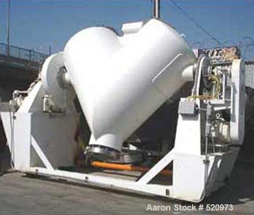 USED: 40 cu ft Patterson Kelley twin shell solids processor vacuumdryer, stainless steel construction, rated full vacuum internal,jacketed, high speed liquid feed bar with 15 hp motor, 5 hp variables...