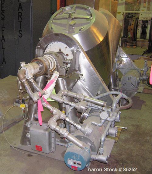USED: Patterson Kelley 10 cubic foot twin shell solids/processor blender, 316L stainless steel. Max material density 60#/cubic foot. Internal rated approx FV at 250 deg F, carbon steel jacket with st...