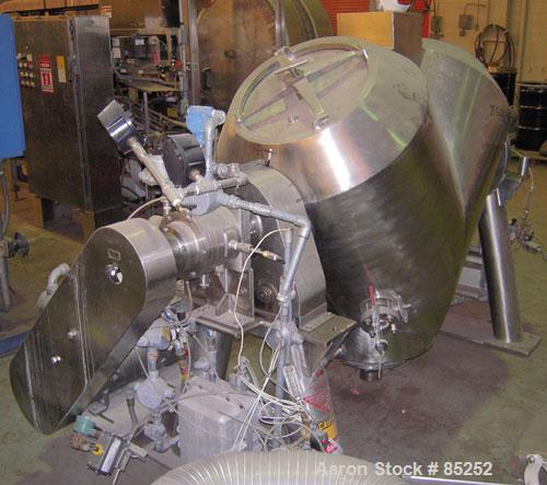 USED: Patterson Kelley 10 cubic foot twin shell solids/processor blender, 316L stainless steel. Max material density 60#/cubic foot. Internal rated approx FV at 250 deg F, carbon steel jacket with st...