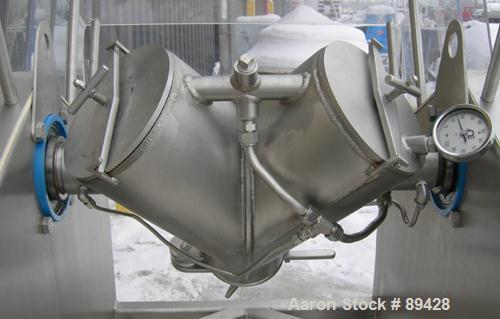USED: Patterson Kelley mini processor 8 quart (.26 cubic foot) twin shell vacuum dryer, 316 stainless steel. Internal rated FV at 212 deg F, stainless steel jacket rated 30 psi at 212 deg F. Max mate...