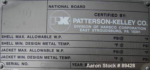 USED: Patterson Kelley mini processor 8 quart (.26 cubic foot) twin shell vacuum dryer, 316 stainless steel. Internal rated FV at 212 deg F, stainless steel jacket rated 30 psi at 212 deg F. Max mate...