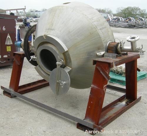 Used Patterson Pump Company Double Cone Dryer, model 415, 29 cubic feet working capacity, 41.42 total, 316 stainless steel. Internal rated FV/30 psi @ 350 degrees F, jacket rated 45 psi @ 350 degrees...