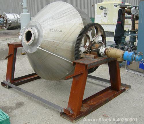 Used Patterson Pump Company Double Cone Dryer, model 415, 29 cubic feet working capacity, 41.42 total, 316 stainless steel. Internal rated FV/30 psi @ 350 degrees F, jacket rated 45 psi @ 350 degrees...