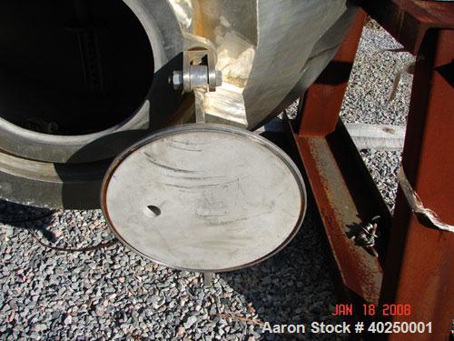 Used Patterson Pump Company Double Cone Dryer, model 415, 29 cubic feet working capacity, 41.42 total, 316 stainless steel. Internal rated FV/30 psi @ 350 degrees F, jacket rated 45 psi @ 350 degrees...