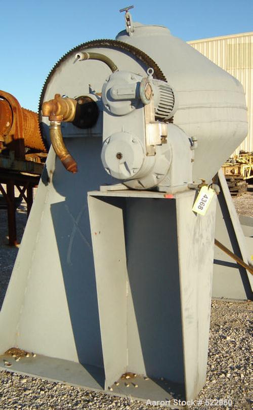 USED: Patterson Industries double cone vacuum dryer. Built in 1969.Stainless steel contact parts. Shell has a jacket rated for vacuum at300 deg F and 15 psig at 300 deg F. Top head thickness is 5/16"...