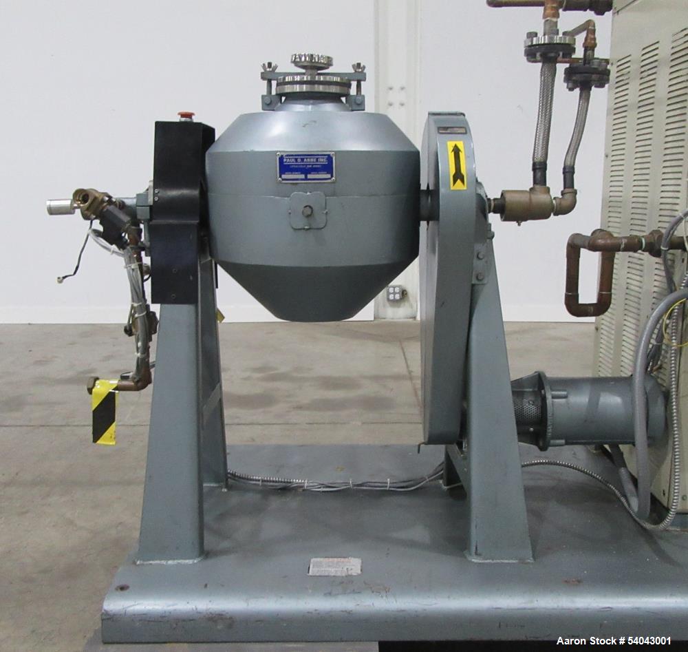 Used Paul O. Abbe 12" Rota-Cone Vacuum Dryer – 0.5 CuFt, T316 Stainless, Skid-Mounted with Sterlco Heater