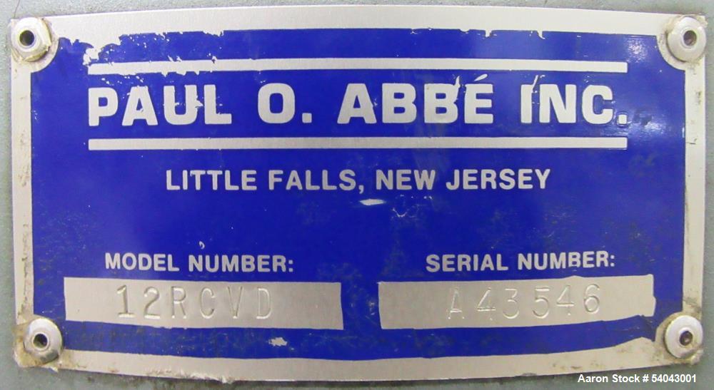 Used Paul O. Abbe 12" Rota-Cone Vacuum Dryer – 0.5 CuFt, T316 Stainless, Skid-Mounted with Sterlco Heater