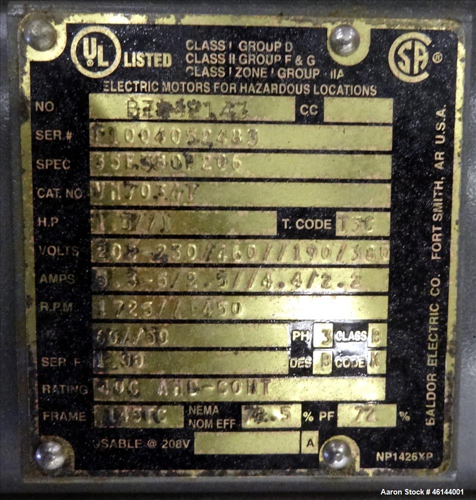 Used Paul O. Abbe Rota-Cone Vacuum Dryer, Model 18RCVD, 316L Stainless Steel. 1.28 Cubic feet working capacity (1.97 total). #4 Polished internal 18" diameter with vacuum line assembly. 304 Stainless...