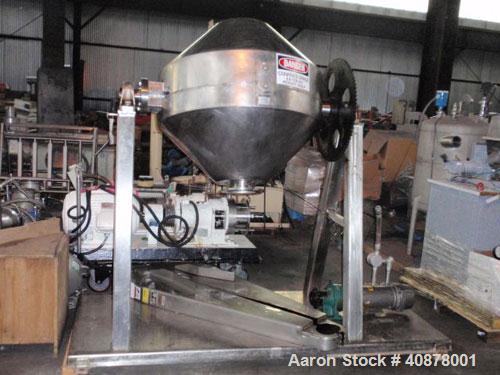 Used Paul O Abbe Rota-Cone Vacuum Dryer, Model 36RCD. 8.8 cubic feet working capacity, 13.5 total, 316 stainless steel. Internal rated full vacuum at 450 deg F,  jacket rated 14 psi. Approximately 36...
