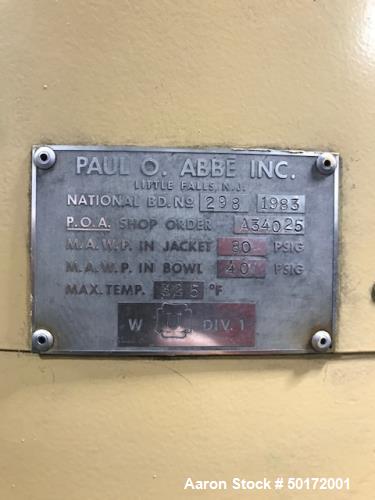 Used Paul O. Abbe Model RCD-36 Rota-Cone Vacuum Dryer