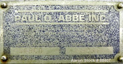 Used Paul O Abbe Rota-Cone Vacuum Dryer, Model 36RCD. 8.1 Cubic feet working capacity, 13.5 total, 316 stainless steel. Internal rated FV to 14.7 psi at 450 degrees F, jacket rated 14.7 psi at 450 de...