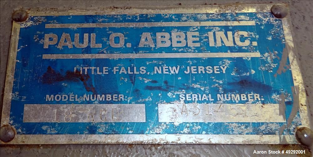 Used Paul O Abbe Rota-Cone Vacuum Dryer, Model RCD 18, Cubic Feet, 304 Stainles