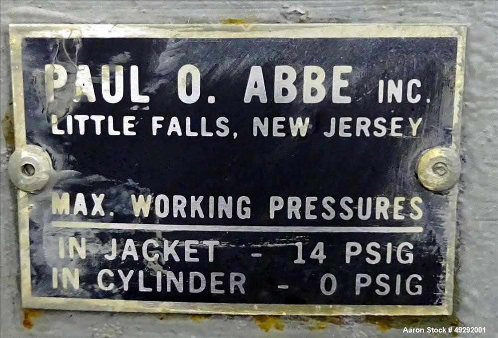 Used Paul O Abbe Rota-Cone Vacuum Dryer, Model RCD 18, Cubic Feet, 304 Stainles