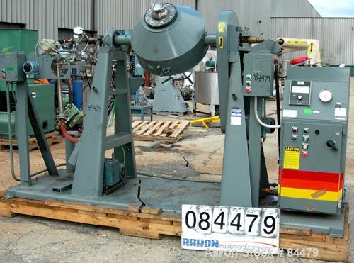 USED: Paul O Abbe Rota Cone vacuum dryer, model RCD, 2.5 cubic feet working capacity, 4.2 total. 304 stainless steel. Internal rated F/V, carbon steel jacket rated 14 psi. 24" diameter x 6" straight ...