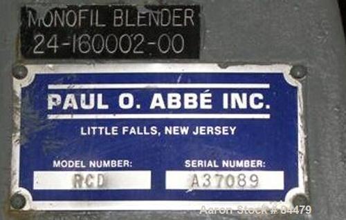 USED: Paul O Abbe Rota Cone vacuum dryer, model RCD, 2.5 cubic feet working capacity, 4.2 total. 304 stainless steel. Internal rated F/V, carbon steel jacket rated 14 psi. 24" diameter x 6" straight ...