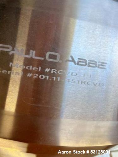 Unused Paul O. Abbe Model RCVD 1.1 Sanitary Rota-Cone Vacuum Dryer – 1.7 Cu. Ft.