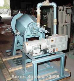 Used Paul O Abbe Rota-Cone Vacuum Dryer, Model RCVD-12, (.3) cubic feet working capacity, (.7) total. Internal teflon coated. Internal rated FVat 250 deg F, jacket rated 14.7 psi at 250 deg F. 12" di...