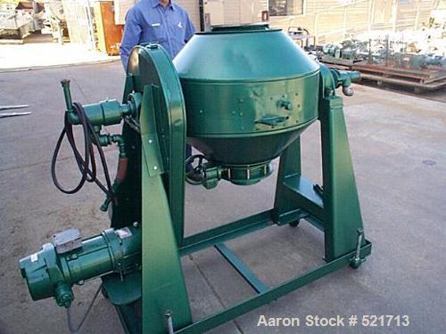 USED: Paul O Abbe conical dryer, RCVD-24. Approximately 3 cu ft, stainless steel contact parts, carbon steel outer shell, jacketed (non-code) 14.7 psi. Driven by 1/2 hp, 230-460V, 1725 rpm, 3 phase, ...