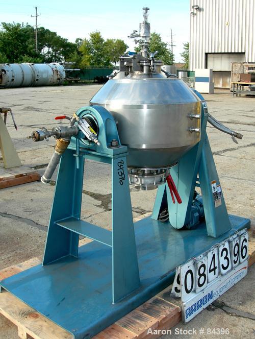 USED: Paul O Abbe Rota-Cone vacuum dryer, model RCVD-24. 2.6 cu ft working, 3.9 cu ft total capacity based on 65% total volume. 304 stainless steel. Twin 45 deg cones rated for full vacuum. Internal ...