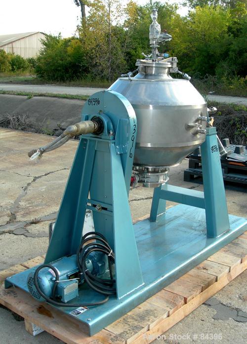 USED: Paul O Abbe Rota-Cone vacuum dryer, model RCVD-24. 2.6 cu ft working, 3.9 cu ft total capacity based on 65% total volume. 304 stainless steel. Twin 45 deg cones rated for full vacuum. Internal ...