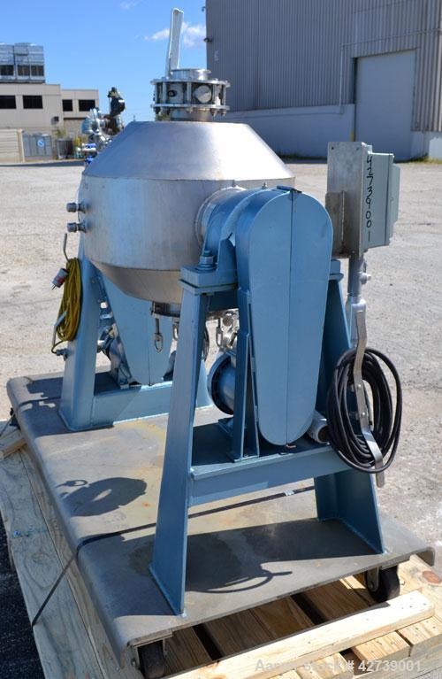 Used Paul O. Abbe Rota-Cone Vacuum Dryer, Model RCVD18, Hastelloy C276. 1.28 Cubic feet working capacity (1.97 total). 180 Grit (#4) polished internal. 18’’ Diameter shell rated Full Vacuum to 14.7 p...