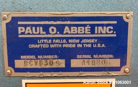 Used Paul O. Abbe Rota Cone Vacuum Dryer, Model RCVD30S