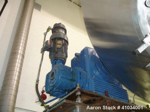 Used Pfaudler Glass Lined Double Cone Dryer, 150 Cubic Feet, Model 96-45-CD-MS. Internal rated 30 psi/FV @ 450 deg F. Jacket rated 50 psi @ 350 deg F. Type 9115 glass, 8' diameter, with Hasteloy vacu...