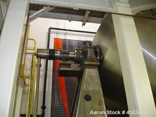 Used Pfaudler Glass Lined Double Cone Dryer, 150 Cubic Feet, Model 96-45-CD-MS. Internal rated 30 psi/FV @ 450 deg F. Jacket rated 50 psi @ 350 deg F. Type 9115 glass, 8' diameter, with Hasteloy vacu...