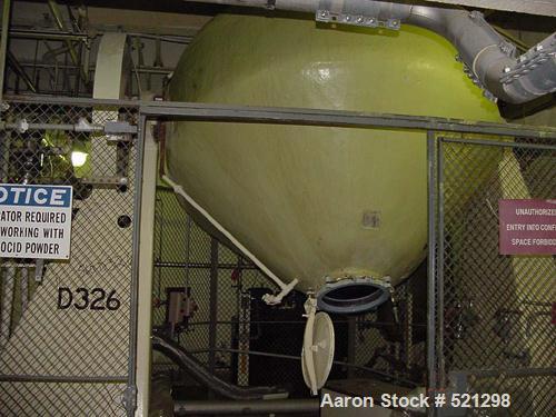 USED: Pfaudler 165 cu ft glass lined double cone vacuum dryer. 25 hpvari-drive. With 7.5 hp Sihi vacuum system skid and stainless steelreceiver.