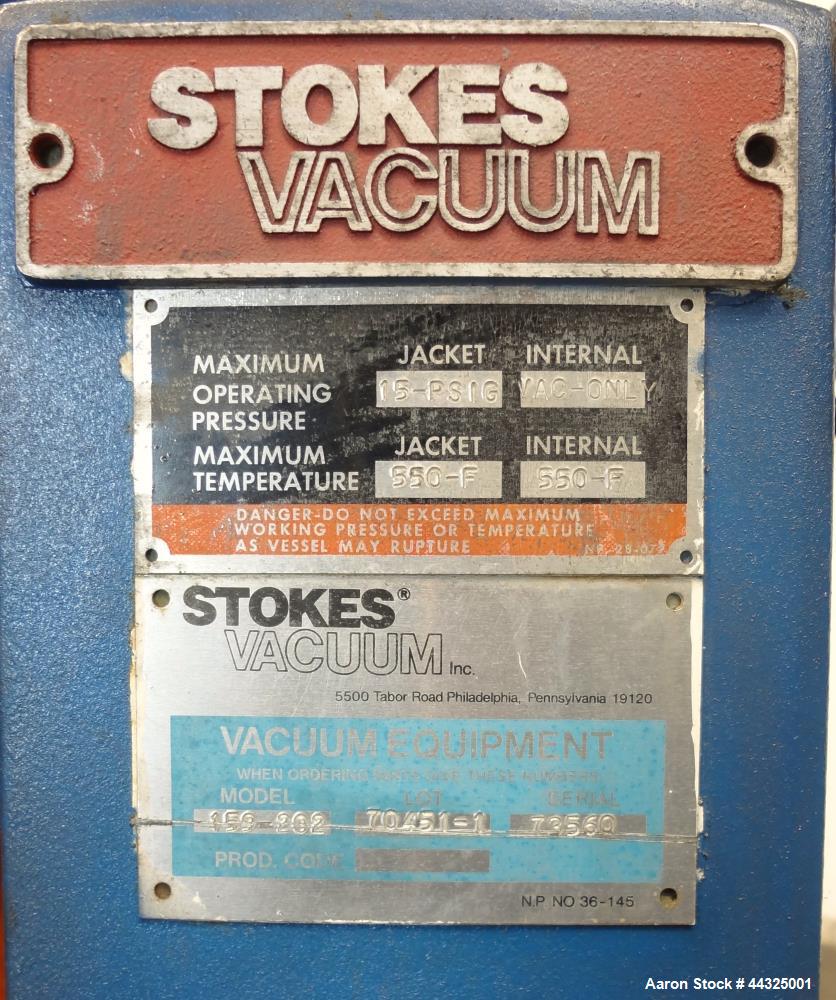 Used Stainless Steel Stokes Conical Vacuum Dryer, Model 159-202
