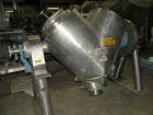 Used Patterson Kelley Twin Shell Vacuum Tumble Dryer, 10 cubic feet, 316 stainless steel. Internal not rated, 304 stainless steeljacket rated 30 psi at 250 deg F. Maximum material density 70 pounds p...