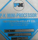 USED: Patterson Kelley mini processor 8 quart (.26 cubic foot) twin shell vacuum dryer, 316 stainless steel. Internal rated FV at 212 deg F, stainless steel jacket rated 30 psi at 212 deg F. Max mate...
