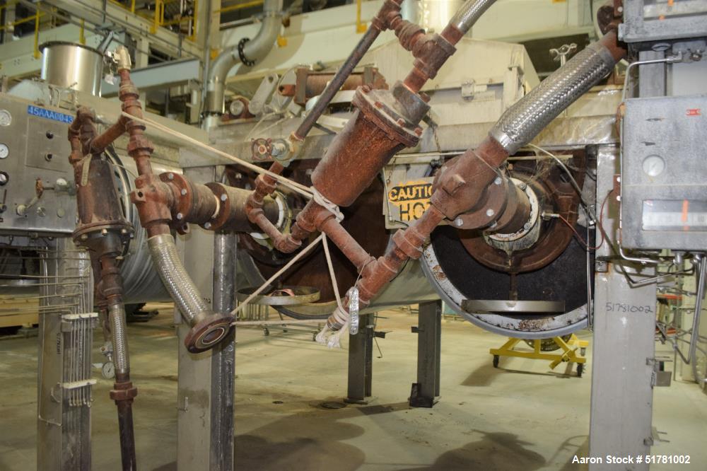 Used- Double Drum Dryer. (2) Approximate 42" diameter x 120" face chrome plated 