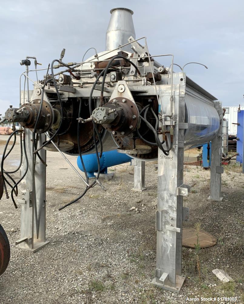 Used- Double Drum Dryer. (2) Approximate 42" diameter x 120" face chrome plated 