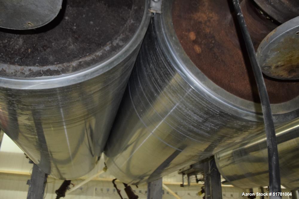 Used Double Drum Dryer. (2) Approximate 42" diameter x 120" face chrome plated rolls. Approximate rating 160 psi at 450 degrees F.. Each roll set up for a hydraulic drive. 15HP Hydraulic power pack. ...