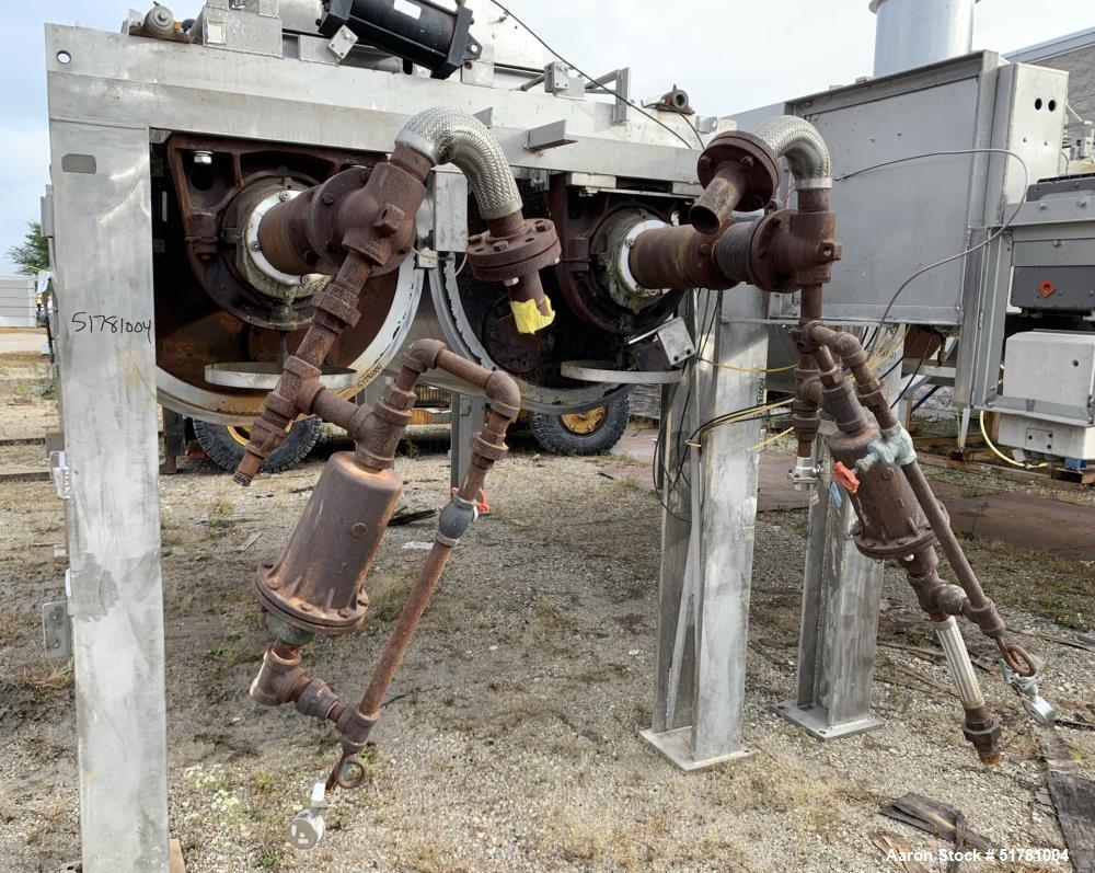 Used- Double Drum Dryer. (2) Approximate 42" diameter x 120" face chrome plated rolls. Approximate rating 160 psi at 450 deg...